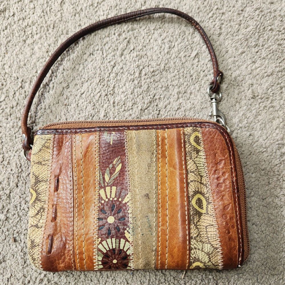 Fossil Genuine Leather Multi Color Wristlet Wallet